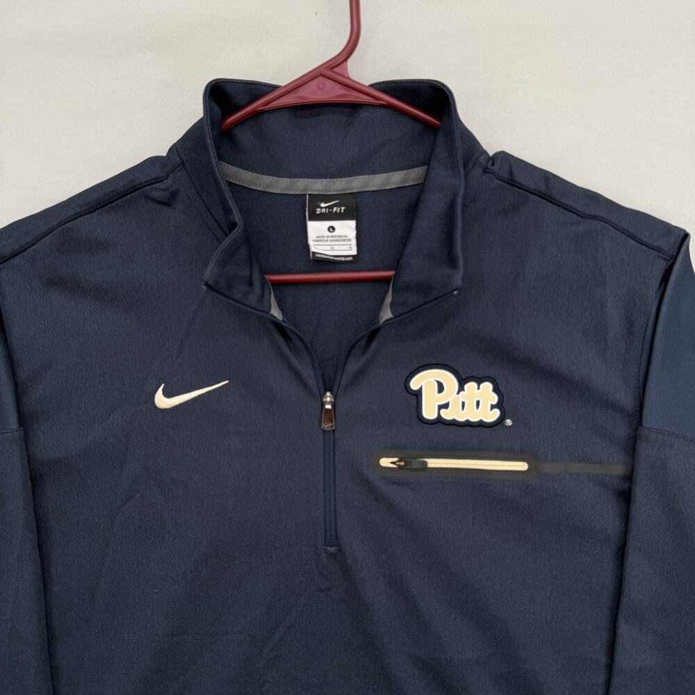 Nike Dri-FIT Pitt Panthers 1/4 Zip Pullover Jacket Men’s Large Navy Workout Gym - Picture 2 of 9